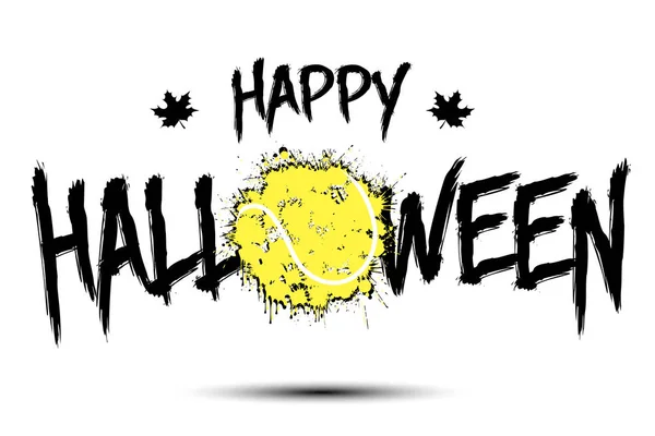 Feliz Halloween y pelota de tenis de manchas — Vector de stock