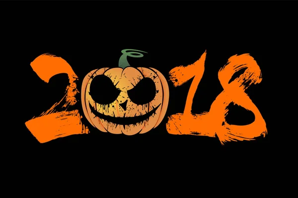 Number 2018 and halloween pumpkin — Stock Vector