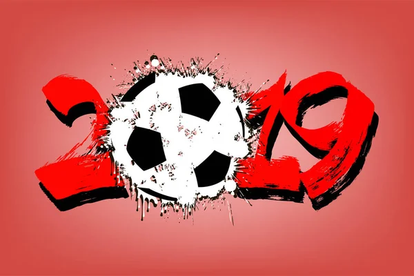 Анотація номер 2019 і футбольний м'яч від ботів — стоковий вектор