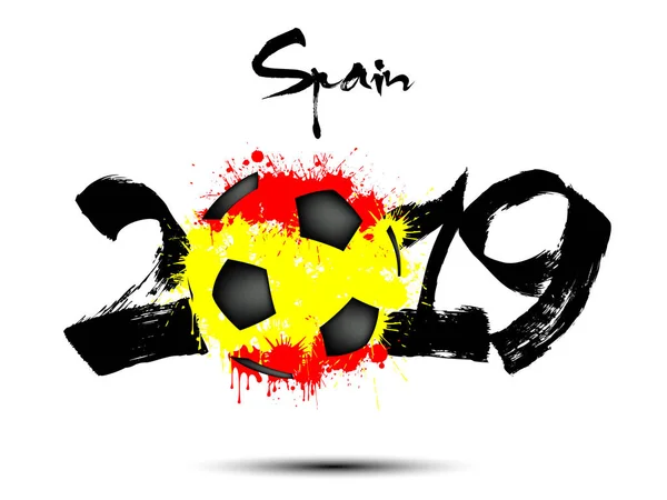 Nowy rok 2019 i piłki nożnej jak flaga Hiszpania — Wektor stockowy