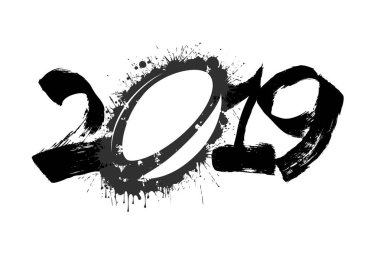 Soyut numarası 2019 ve lekeleri bir ragbi topu