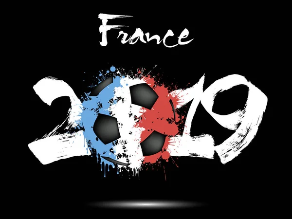 2019 Año Nuevo y una pelota de fútbol como bandera Francia — Vector de stock