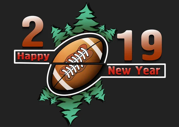 Happy new year 2019 and football ball — Stock Vector