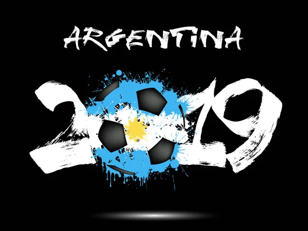 2019 Capodanno e un pallone da calcio come bandiera Argentina — Vettoriale Stock