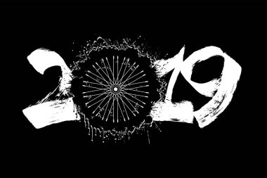 Soyut numarası 2019 ve lekeleri dan bisiklet tekerleği