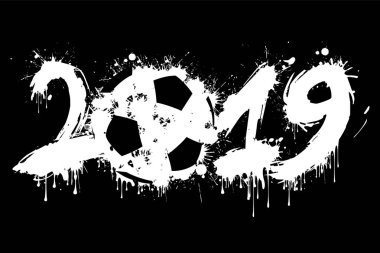 Soyut numarası 2019 ve lekeleri bir futbol topu