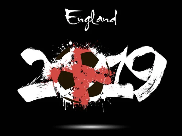 2019 nyår och en fotboll som flagga England — Stock vektor