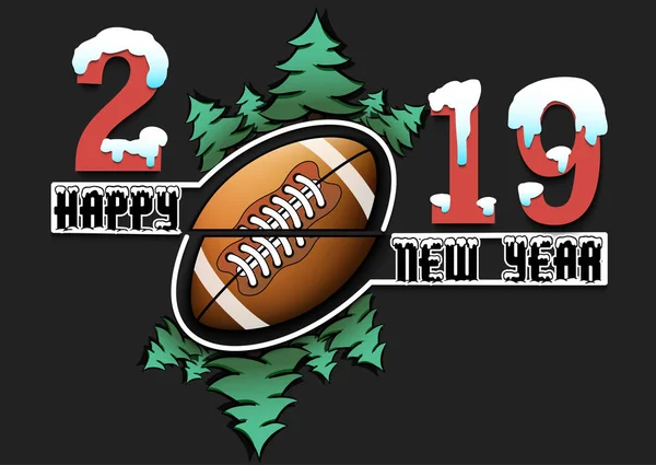 Happy new year 2019 and football ball — Stock Vector