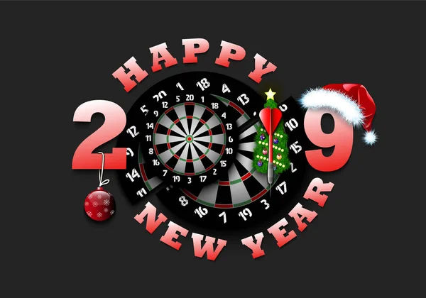 Frohes neues Jahr 2019 und Billardkugel — Stockvektor