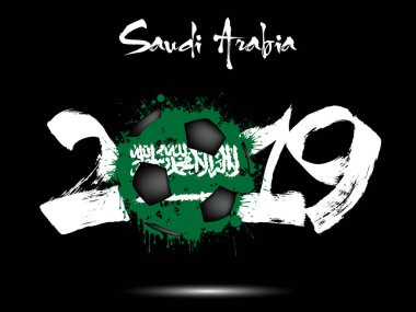 2019 yeni yıl ve Suudi Arabistan bayrağı gibi futbol topu