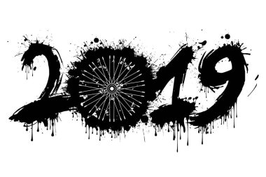 Soyut numarası 2019 ve lekeleri dan bisiklet tekerleği