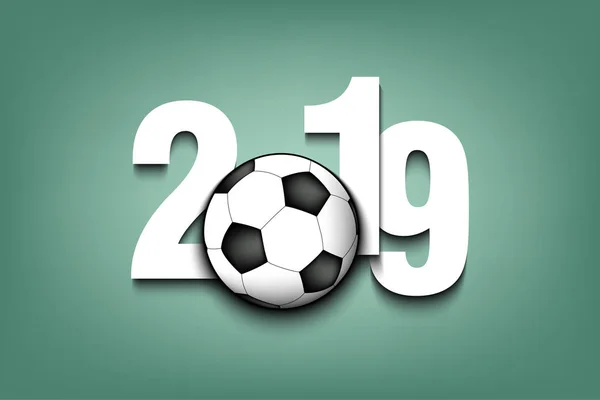 Новорічні номери 2019 та футбольний м'яч — стоковий вектор