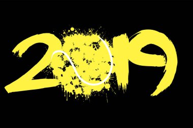 Soyut numarası 2019 ve lekeleri bir tenis topu