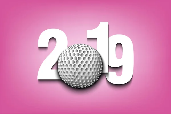 Новорічні номери 2019 і м'яч для гольфу — стоковий вектор