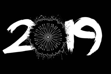 Soyut numarası 2019 ve lekeleri dan bisiklet tekerleği
