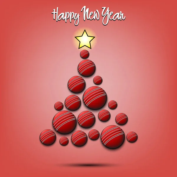 Árbol de Navidad de bolas de cricket — Vector de stock