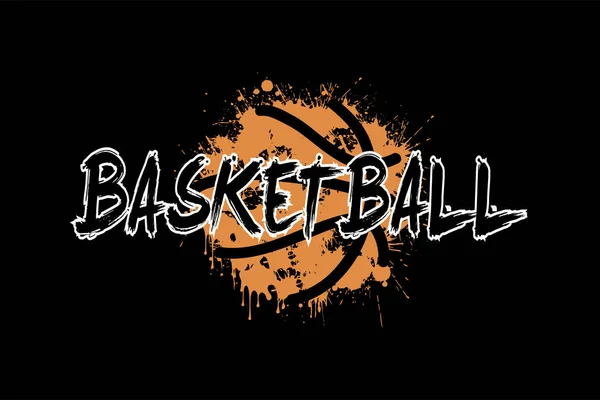 Inscription basket-ball sur le fond ballon de basket — Image vectorielle