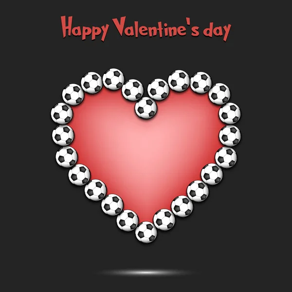 С Днем Святого Валентина. Сердце от футбольных мячей — стоковый вектор