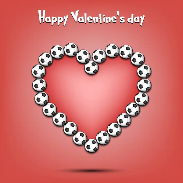 Boldog Valentin-napot. Szív, a futball-labdák — Stock Vector