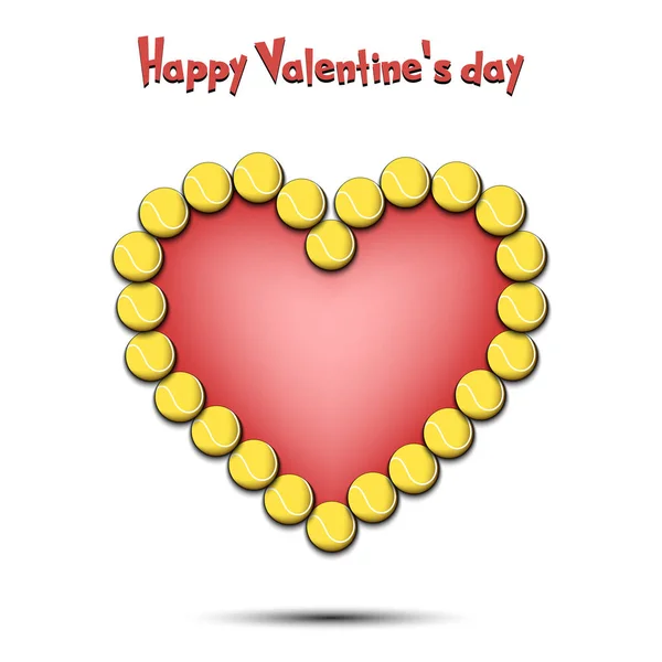 Joyeuse Saint-Valentin. Coeur des balles de tennis — Image vectorielle