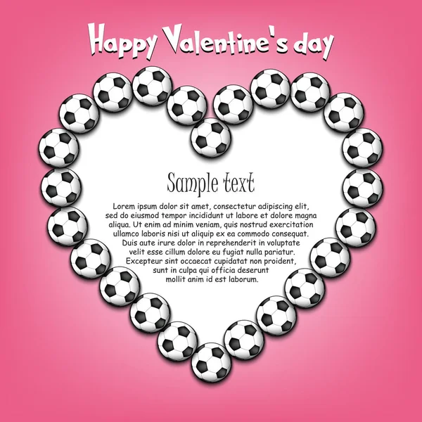 Feliz día de San Valentín. Corazón de las pelotas de fútbol — Archivo Imágenes Vectoriales