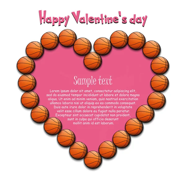 Happy Valentines Day. Serce z piłki do koszykówki — Wektor stockowy