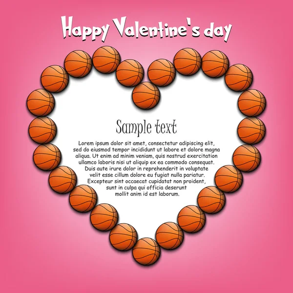 Joyeuse Saint-Valentin. Coeur de balles de basket — Image vectorielle