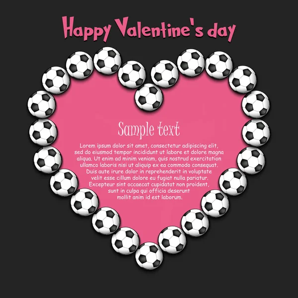 Feliz Dia dos Namorados. Coração das bolas de futebol — Vetor de Stock