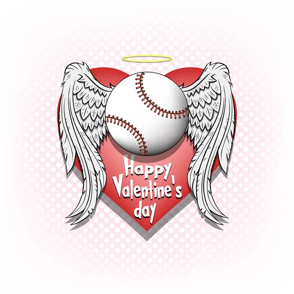 Happy dag van de Valentijnskaart en honkbal — Stockvector