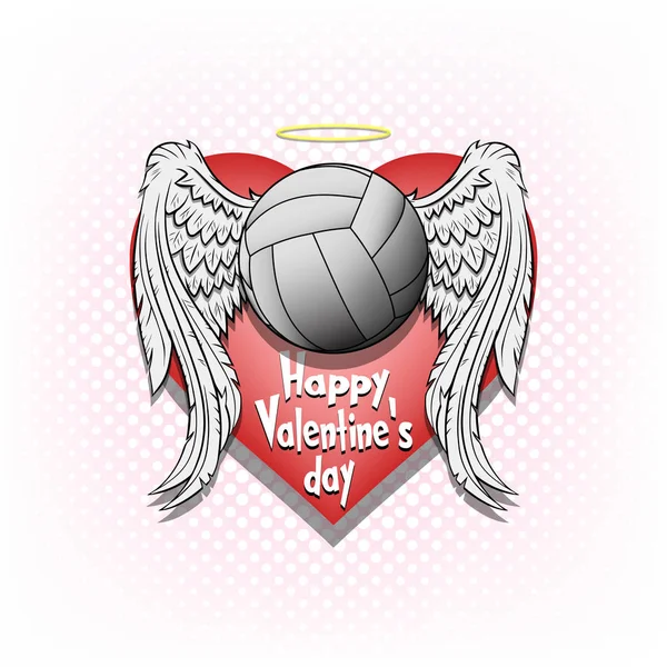 Happy dag van de Valentijnskaart en volleybal — Stockvector