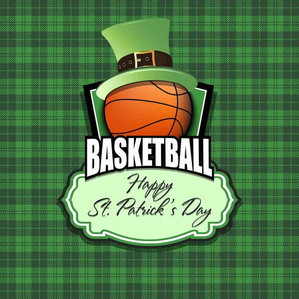 Happy St Patrick günü ve basketbol topu — Stok Vektör