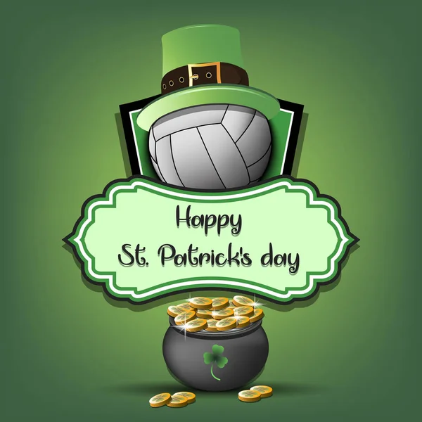 Feliz día de San Patricio y Voleibol — Vector de stock