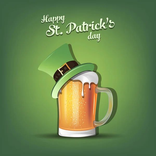 一杯啤酒与圣帕特里克帽子 — 图库矢量图片