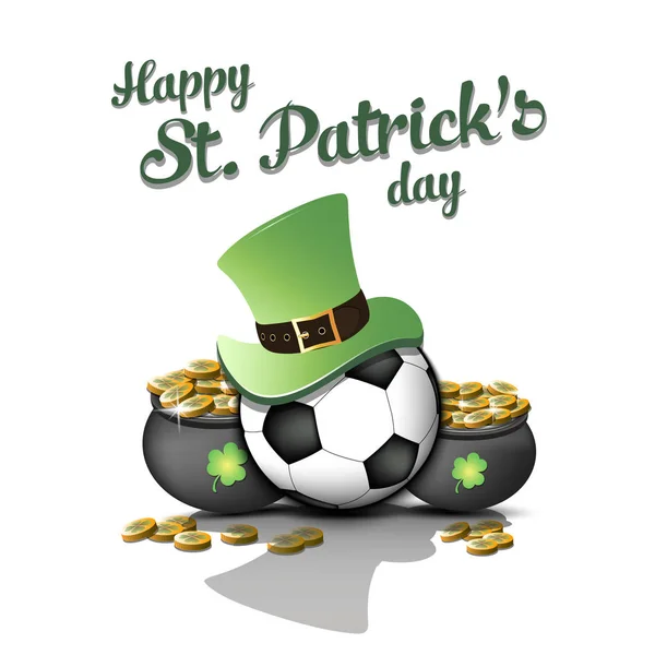 Happy St. Patricks day and soccer ball — Stock Vector