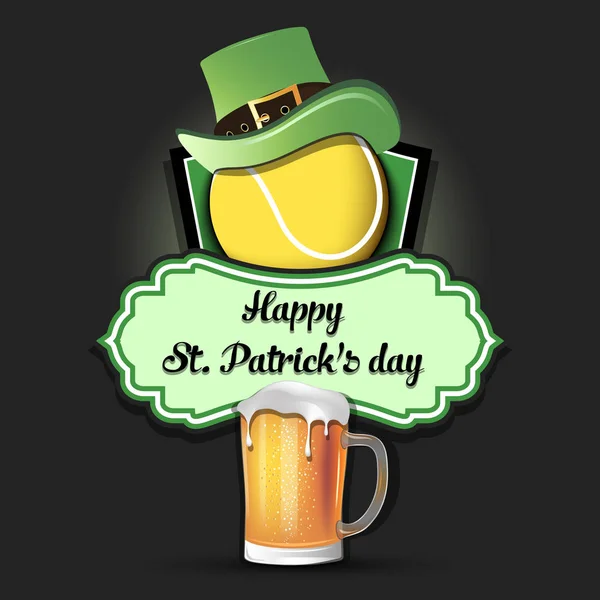 Feliz dia de St. Patricks e bola de tênis — Vetor de Stock