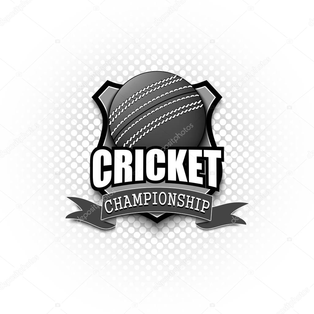 Cricket logo template design. Black and White. Vintage Style. Isolated on white background. Vector illustration