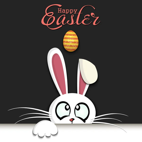 复活节快乐白色复活节兔子和蛋 — 图库矢量图片