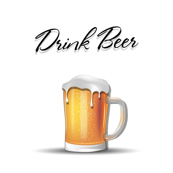 Pijte pivo. Pivní hrnek s pěnou — Stockový vektor