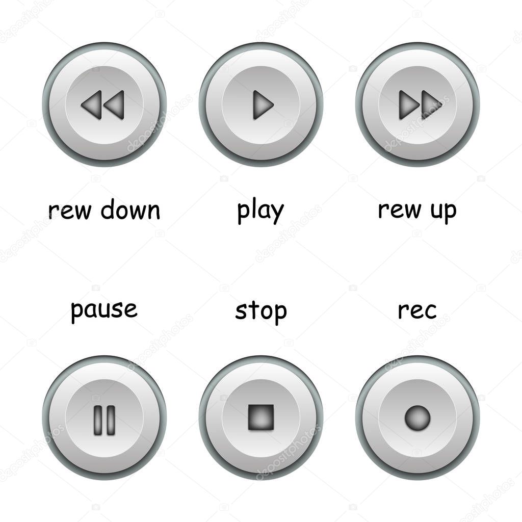 Media player icons. Player buttons set