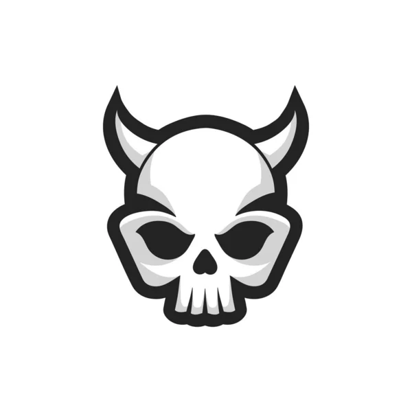 Icono del cráneo. Calavera con cuernos logotipo diseño plantilla — Vector de stock