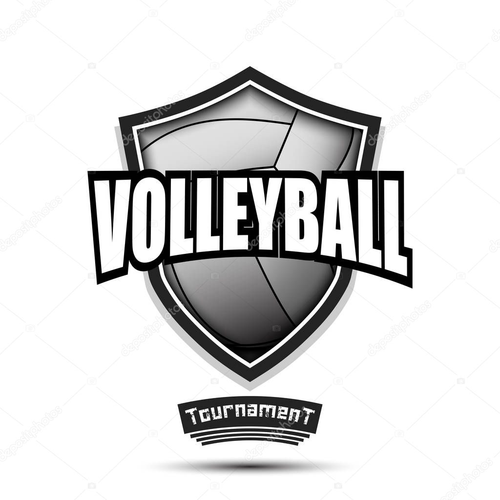 Volleyball Logo Design Template Volleyball Emblem Pattern Volleyball Ball And Shield With Vintage Lettering On An Isolated Background Print On T Shirt Graphics Vector Illustration Premium Vector In Adobe Illustrator Ai