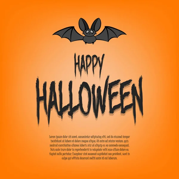 A inscrição Feliz Dia das Bruxas com morcego — Vetor de Stock