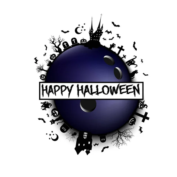 Joyeux Halloween et boule de bowling — Image vectorielle
