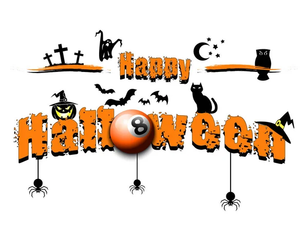 Happy Halloween i piłka bilardowa — Wektor stockowy