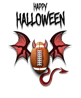 Football ball with horns, wings and devil tail vector