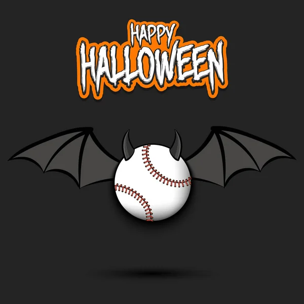 Happy Halloween. Baseball ball with horns and wings