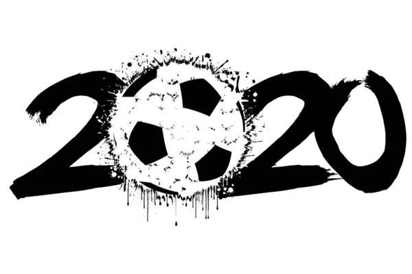 2020 Nieuwjaar en een voetbal uit vlekken — Stockvector