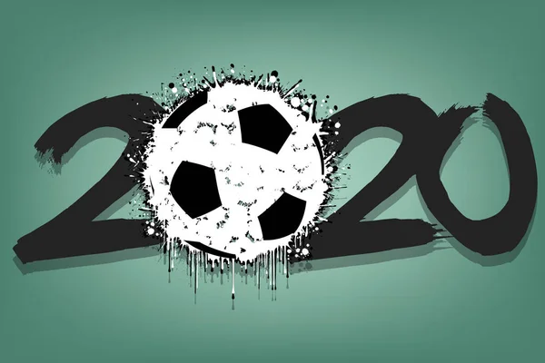 2020 Neujahr und ein Fußball aus Klecksen — Stockvektor