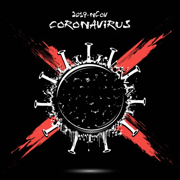 Coronavirus tecken med hockey puck — Stock vektor