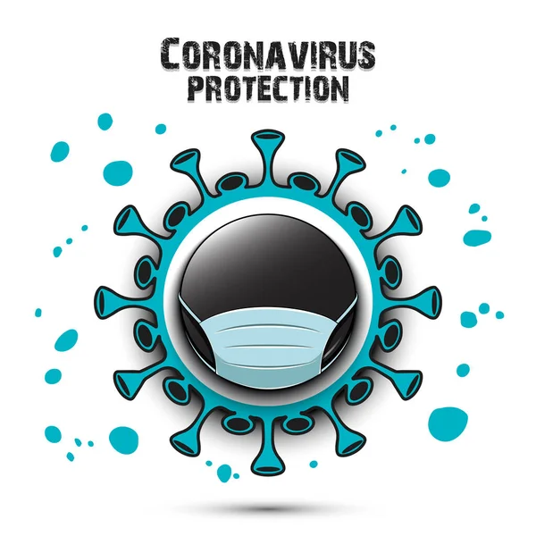 Coronavirus-Zeichen und Eishockey-Puck mit Schutzmaske — Stockvektor